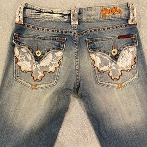 Miss Me Womens Jeans Size 27 Reno Light Wash Low Rise Flare Long Denim 28x33.5